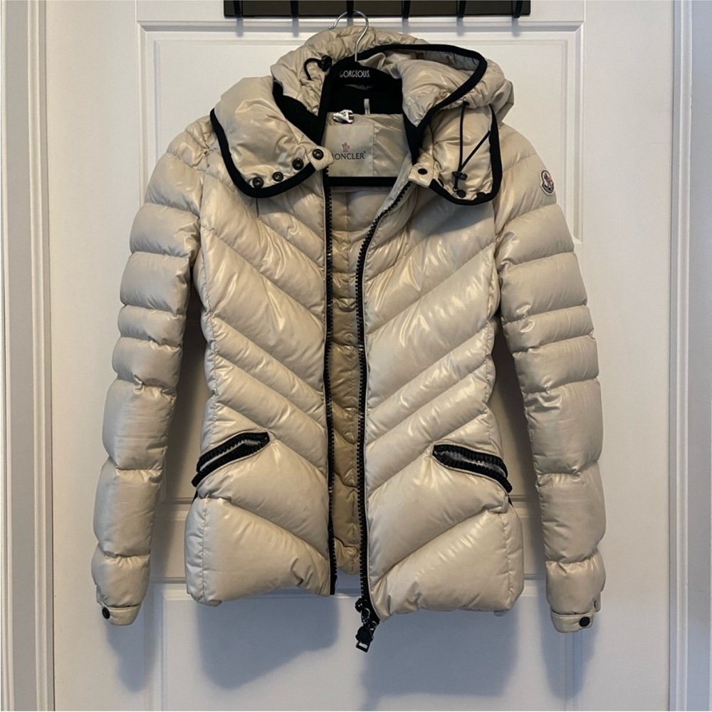Moncler Cream Chevron Puffer Jacket